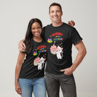 Camiseta Mamãe Mãe Aniversário Gato Vela Balões
