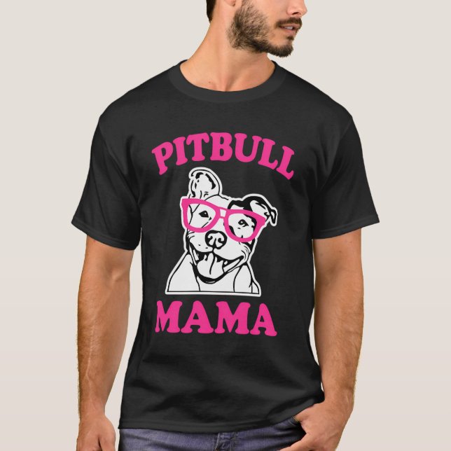 Camiseta Mamãe Mama Mama Cachorro-Touro Mamãe Hoodie Rosa (Frente)