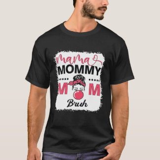 Camiseta Mamãe Mamãe Mãe Bruh Mãe Vida Leopardo Mensagem