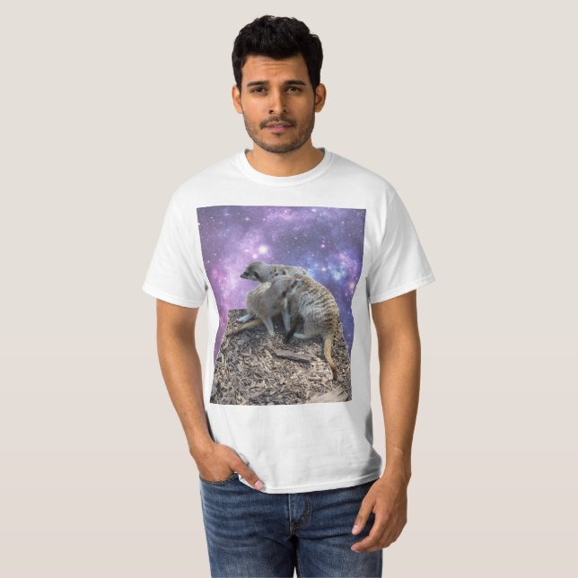 Camiseta Mamãe Meerkat E Seu Pup, (Frente Completa)