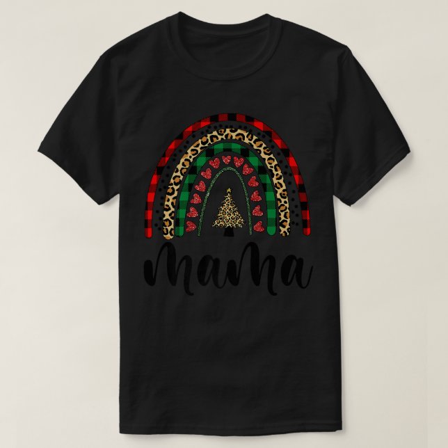 Camiseta Mamãe Mini Boho Natal Rainbow Mãe Filha M (Frente do Design)