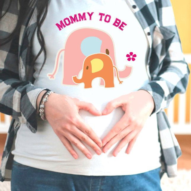 Camiseta Mamãe Para Ser Elefante Rosa com Bebê (Criador carregado)