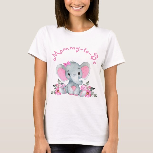 Camiseta Mamãe Personalizada De Elefante Rosa Para Ser Mode (Frente)