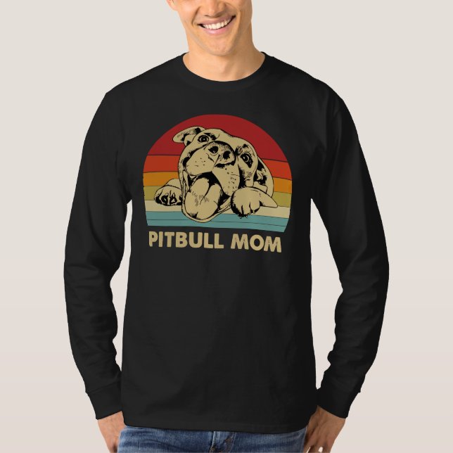 Camiseta Mamãe Pitbull Com Uma Bela Cara Engraçada Mamãe (Frente)