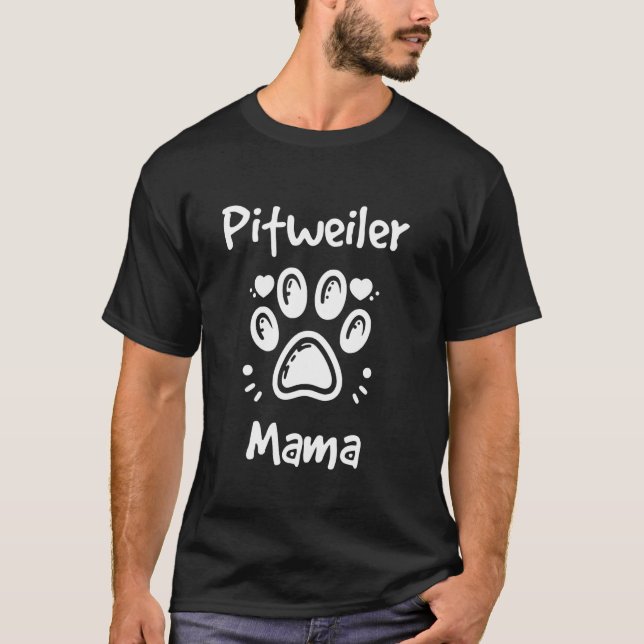 Camiseta Mamãe Pitweiler Engraçada Pit Bull Terrier Rottwei (Frente)