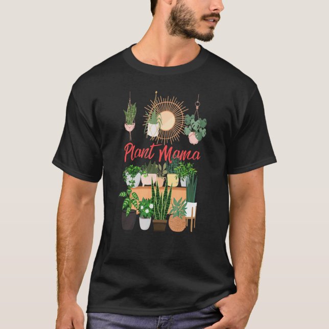 Camiseta Mamãe Planta Louca Mãe de Planta Interior Flor Flo (Frente)