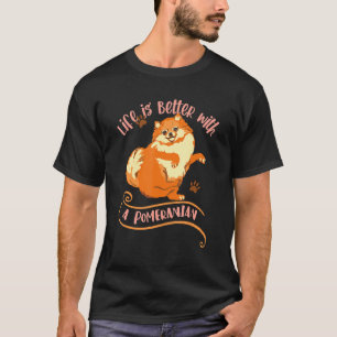 Camiseta Mamãe Pomeraniana Para Mulheres Cão Mora Melhor
