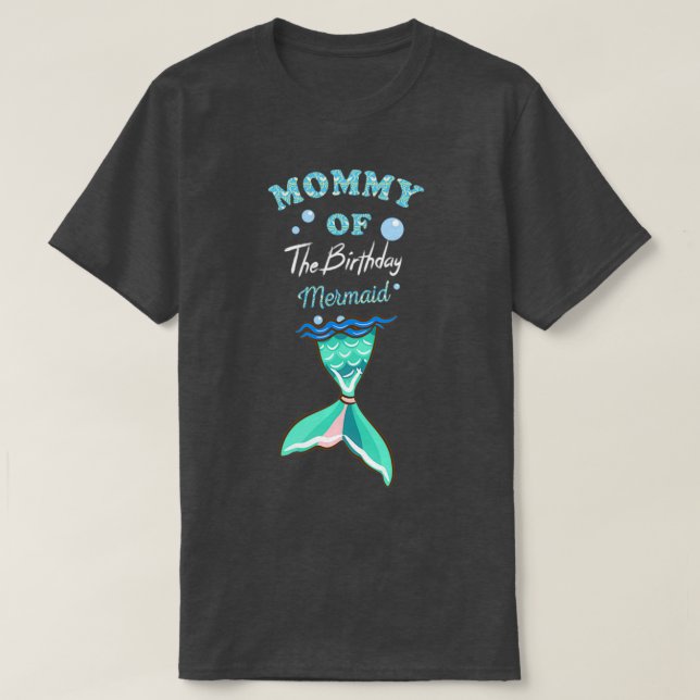 Camiseta Mamãe Primo Da Sereia De Aniversário (Frente do Design)