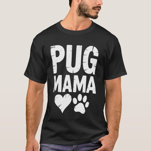 Camiseta Mamãe Pug Mãe Pug para Apoiadores de Resgate de Cã (Frente)