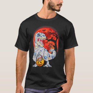 Camiseta Mamãe Pumpkin Assustador Dinossauro Rex Halloween