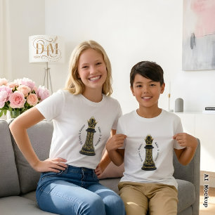 Camiseta MAMÃE Rainha da minha vida, Roteiro Dourado Xadrez