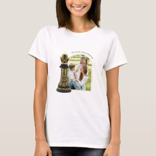 Camiseta MAMÃE Rainha da minha vida, Roteiro Dourado Xadrez