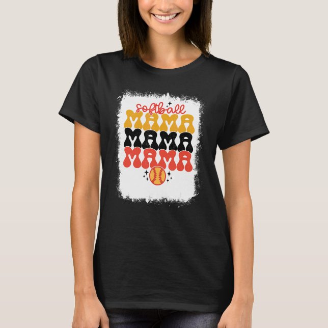 Camiseta Mamãe Retro Softball Mamãe Mães (Frente)