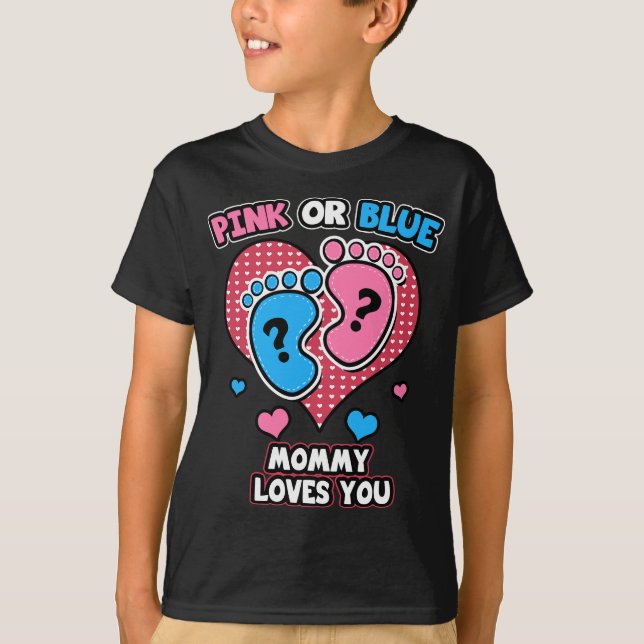 Camiseta Mamãe Rosa Ou Azul Te Ama Sexo Reveal Baby Sh (Frente)