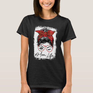 Camiseta Mamãe Sangrenta Xadrez Buffalo Mensagem Bun Hair W