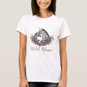 Camiseta Mamãe Selvagem Zebra Safari Chá de Bebê Mamãe