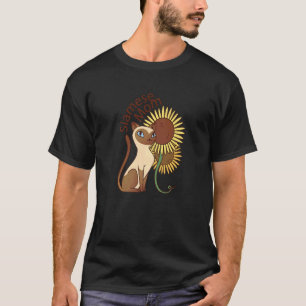 Camiseta Mamãe Siamesa Cat Sunflower Pasta