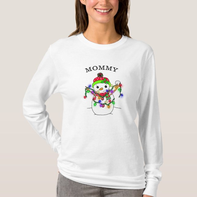 Camiseta Mamãe Snowman White Christmas (Frente)