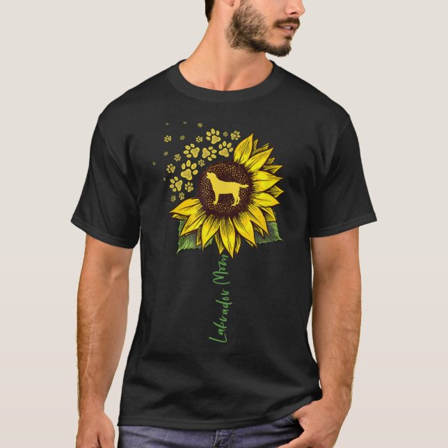 Camiseta Mamãe Sunflower Labrador Retriever Cachorro Mãe (Frente)