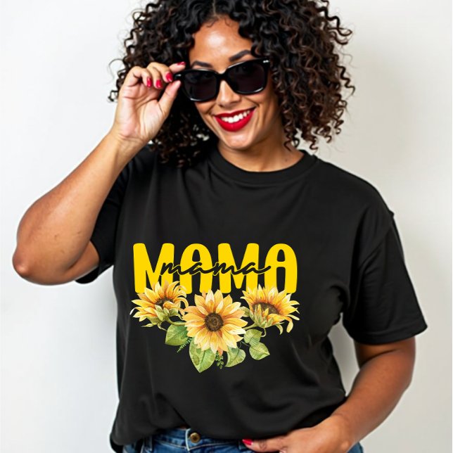Camiseta Mamãe Sunflower Sunshine - Design Floral alegre (Criador carregado)