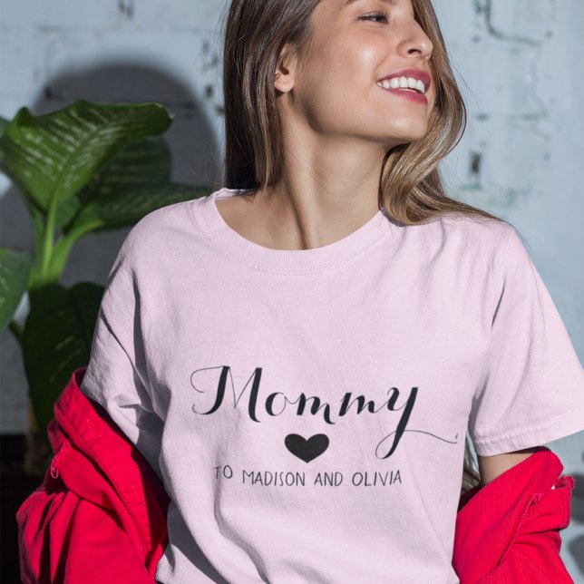 Camiseta Mamãe Trendy Mãe, Kids Names Dia de as mães Presen (Criador carregado)