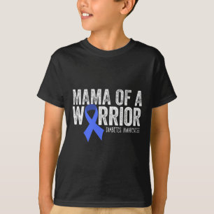 Camiseta Mamãe, Uma Guerreira T1d Mãe, Fita Azul Diabética