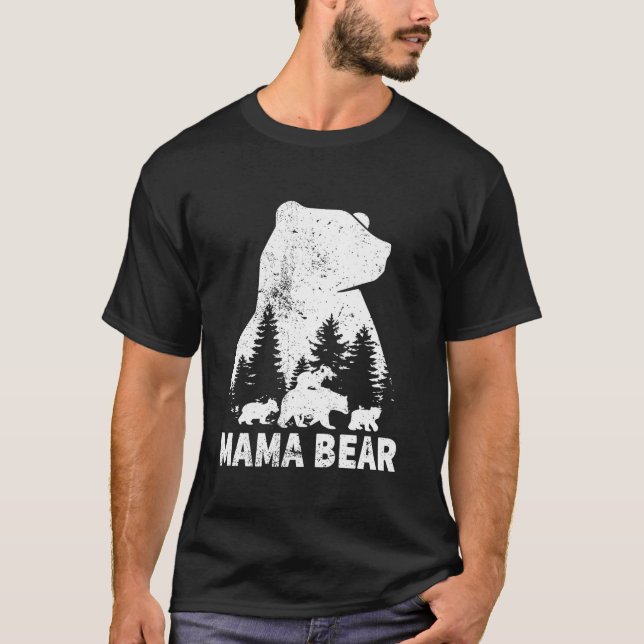 Camiseta Mamãe Ursa 3 Cubos Dia Mãe Engraçado Mamãe Ursa 3  (Frente)