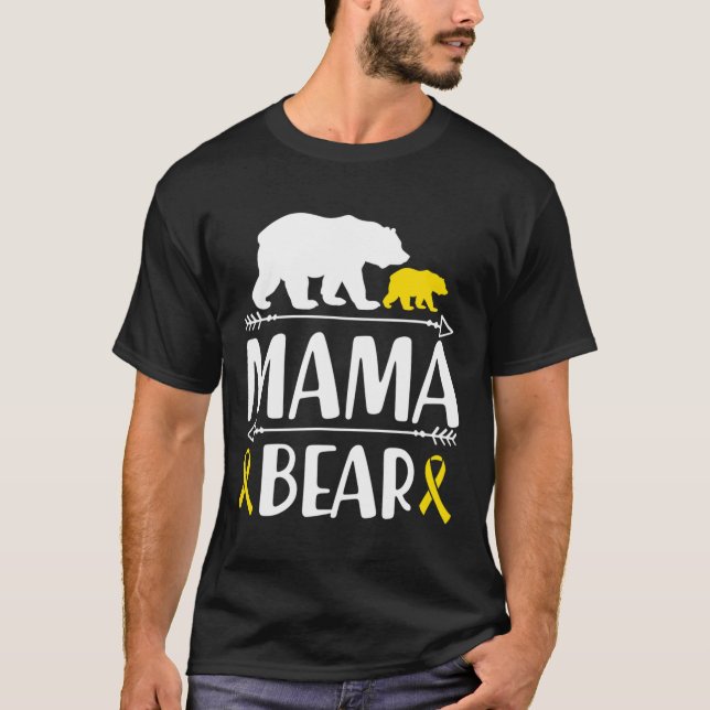 Camiseta Mamãe Ursa Cancer De Infância Sensibilização Mãe D (Frente)