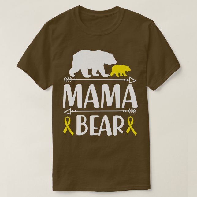Camiseta Mamãe Ursa Cancer De Infância Sensibilização Mãe D (Frente do Design)