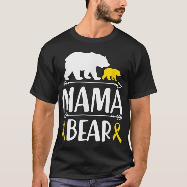 Camiseta Mamãe Ursa Cancer De Infância Sensibilização Mãe D (Frente)