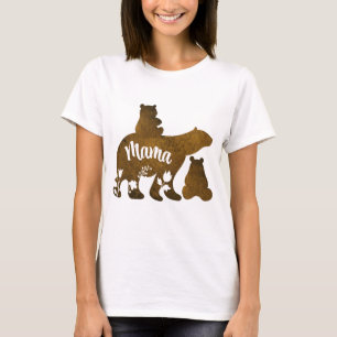 Camiseta Mamãe Ursa com 2 Cubs Mãe de Dois