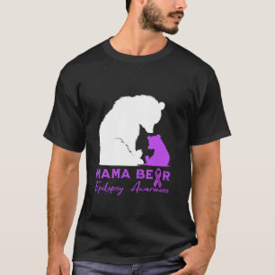 Camiseta Mamãe Ursa Consciência Epilepsia Fita Roxa