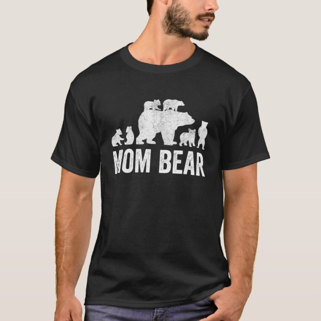 Camiseta Mamãe Ursa Dia de as mães S, Mãe Engraçada Seis Fi (Frente)