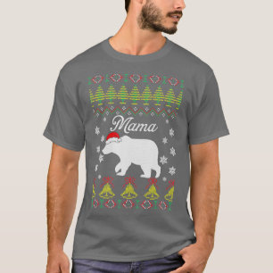 Camiseta Mamãe Ursa Frio de Natal GLY Suor Engraçado Fame D