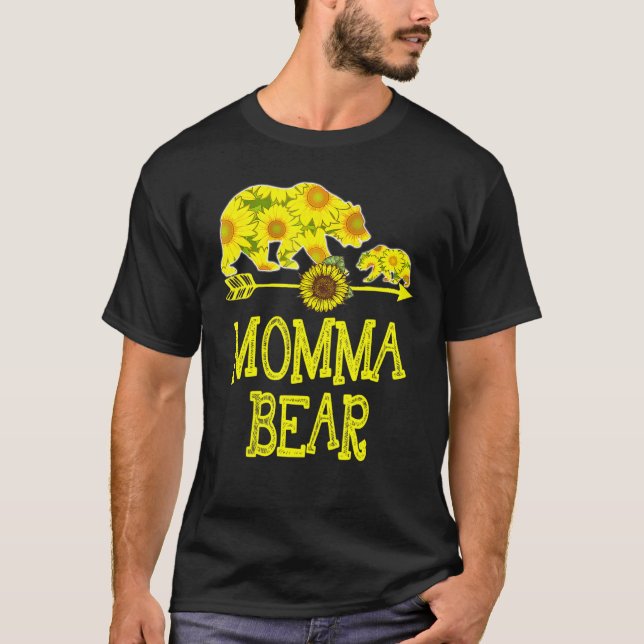 Camiseta Mamãe Ursa Girassol Cordilheira Mãe Mãe (Frente)