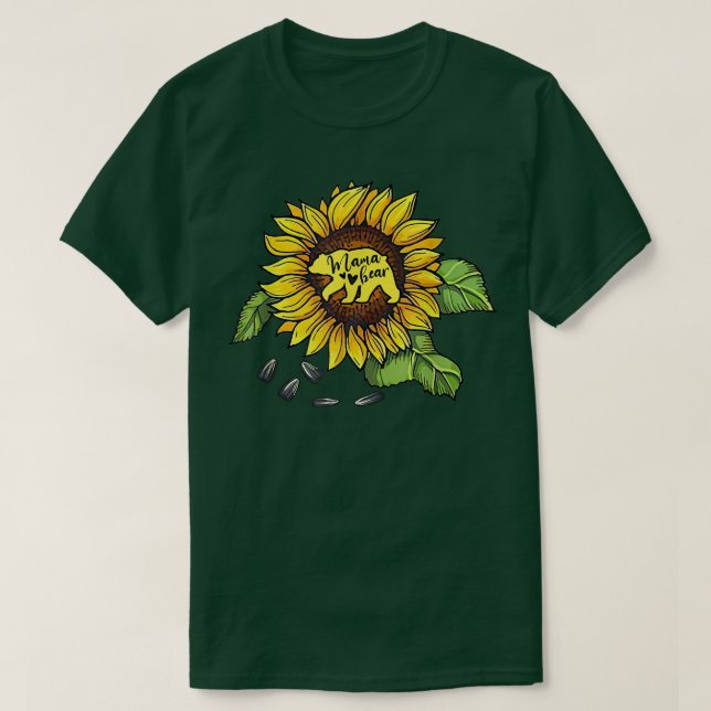 Camiseta Mamãe Ursa Girassol Dia de as mães Engraçado Mãe m (Frente do Design)