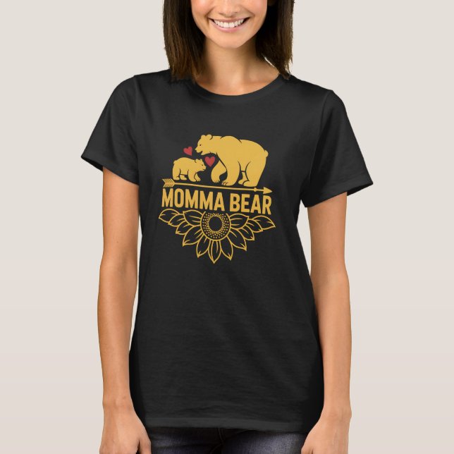 Camiseta Mamãe Ursa Girassol para Mulheres, Mães e Mamãe (Frente)
