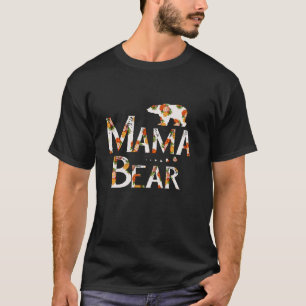 Camiseta Mamãe Ursa Mãe A Vida Floral Coração Pulverulenta