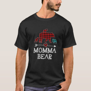 Camiseta Mamãe Ursa Natal Pajama Xadrez Vermelha Buffalo