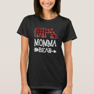 Camiseta Mamãe Ursa Natal Pajama Xadrez Vermelha Buffalo