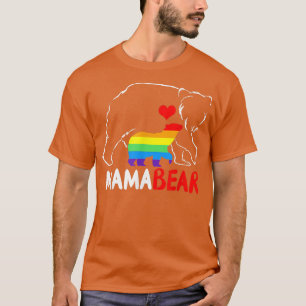 Camiseta Mamãe Ursa Orgulhosa Mãe Arco-Íris Bandeira LGBT O
