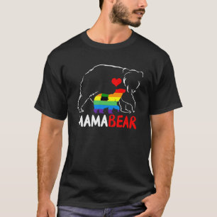 Camiseta Mamãe Ursa Orgulhosa Mãe Arco-Íris Bandeira LGBT O
