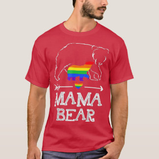 Camiseta Mamãe Ursa Orgulhosa Mãe Arco-Íris Sinalizador LGB