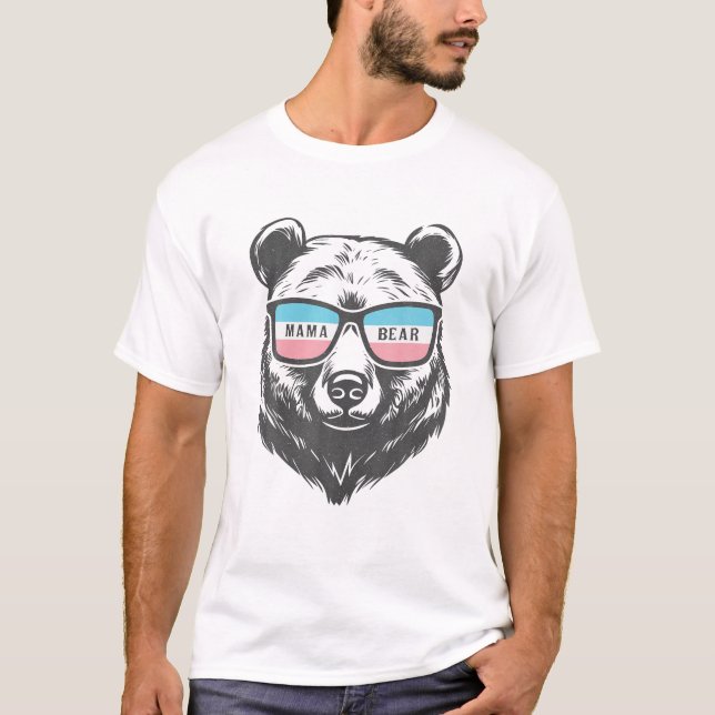 Camiseta Mamãe Ursa Orgulhosa Transgênero Ally (Frente)