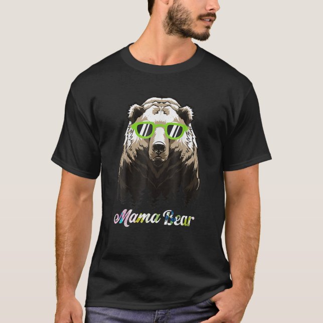 Camiseta Mamãe Ursa Rosto Óculos escuros Mãe Mãe Mãe Mamãe  (Frente)
