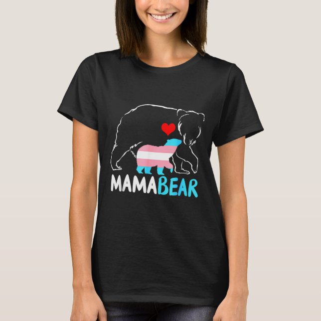 Camiseta Mamãe ursa trans orgulhosa mãe arco-íris transgêne (Frente)