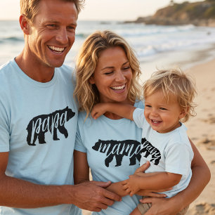 Camiseta Mamãe Urso Azul Gelo Família Combinando