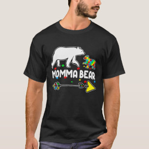 Camiseta Mamãe Urso Conscientização do Autismo Apoia Crianç