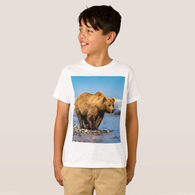 Camiseta Mamãe urso observando seus dois filhos (Frente Completa)