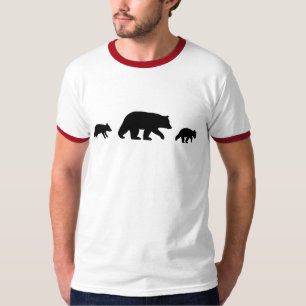 Camiseta Mamãe Urso Preto com Silhuetas de Filhotes